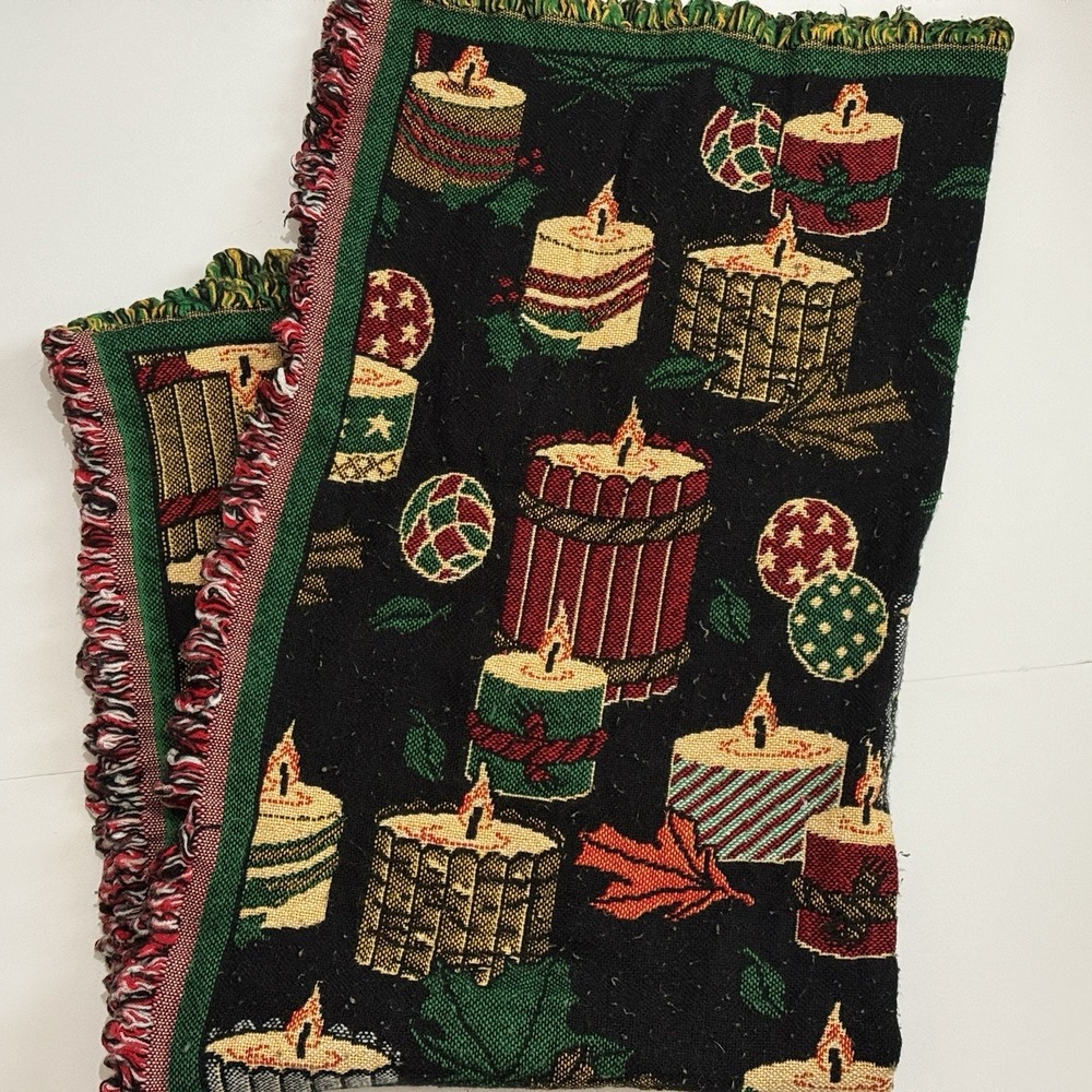 Vintage The Northwest Company‎ Christmas Candle Throw Blanket